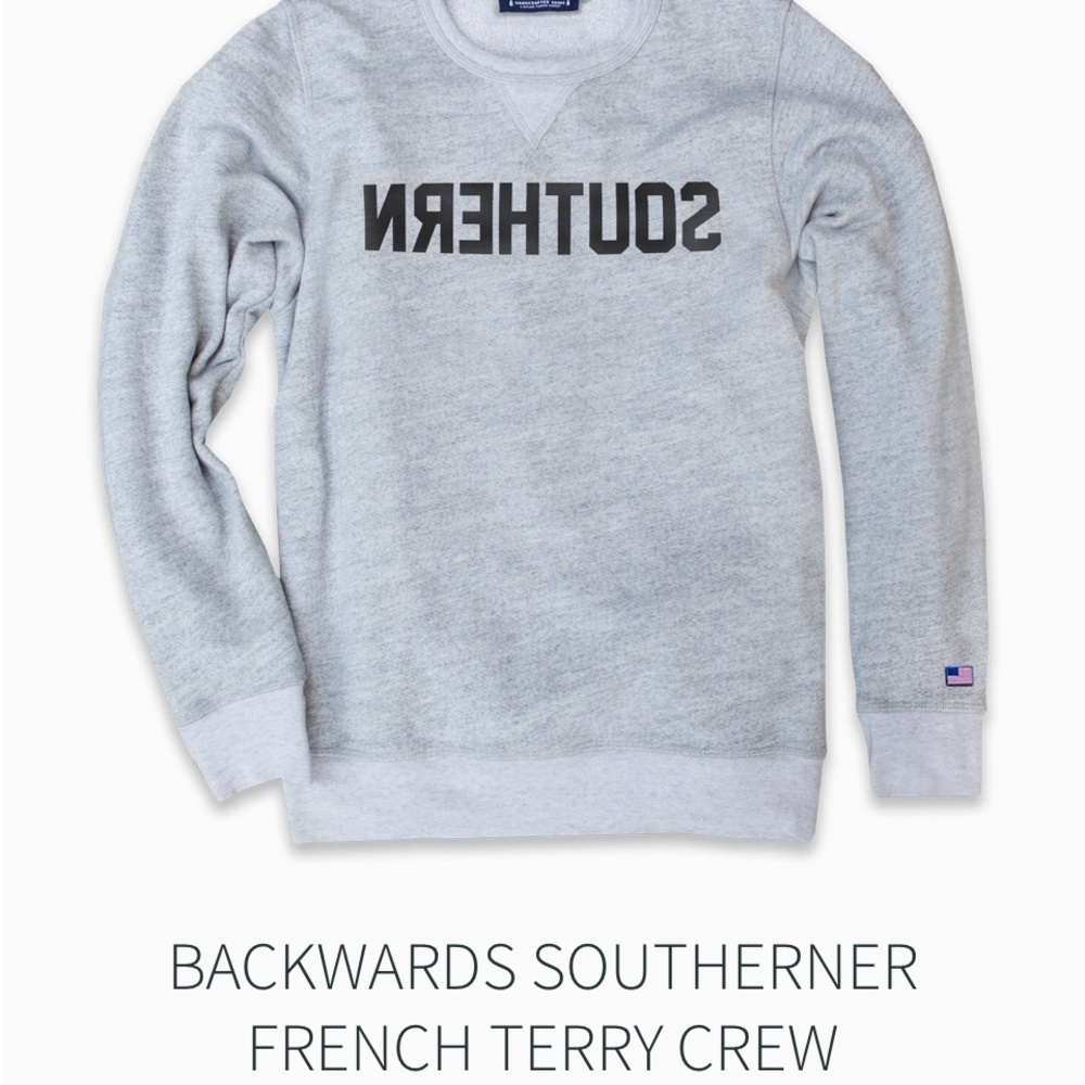 Backwards SOUTHERNER Gray French Terry Crew Sweatshirt